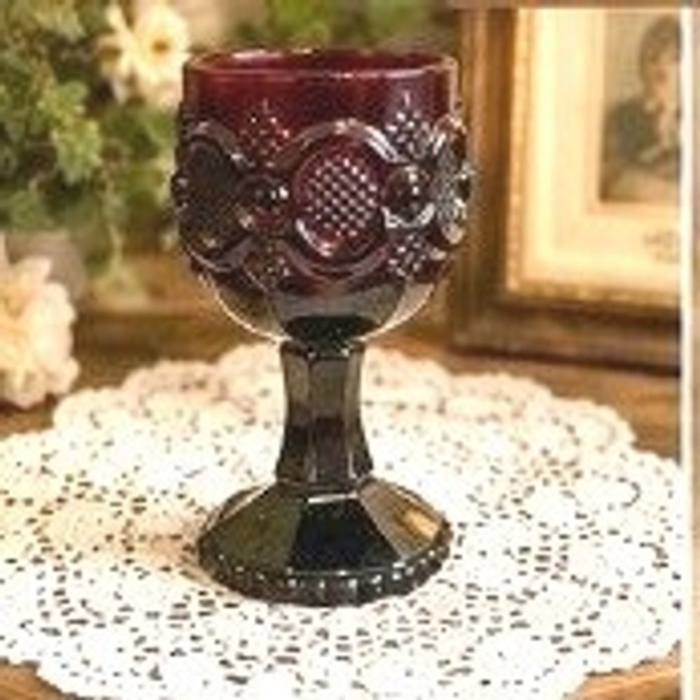 VTG Avon Red Glass Display Goblet 1876 Cape Cod 1970s Candle Holder w/ Box
